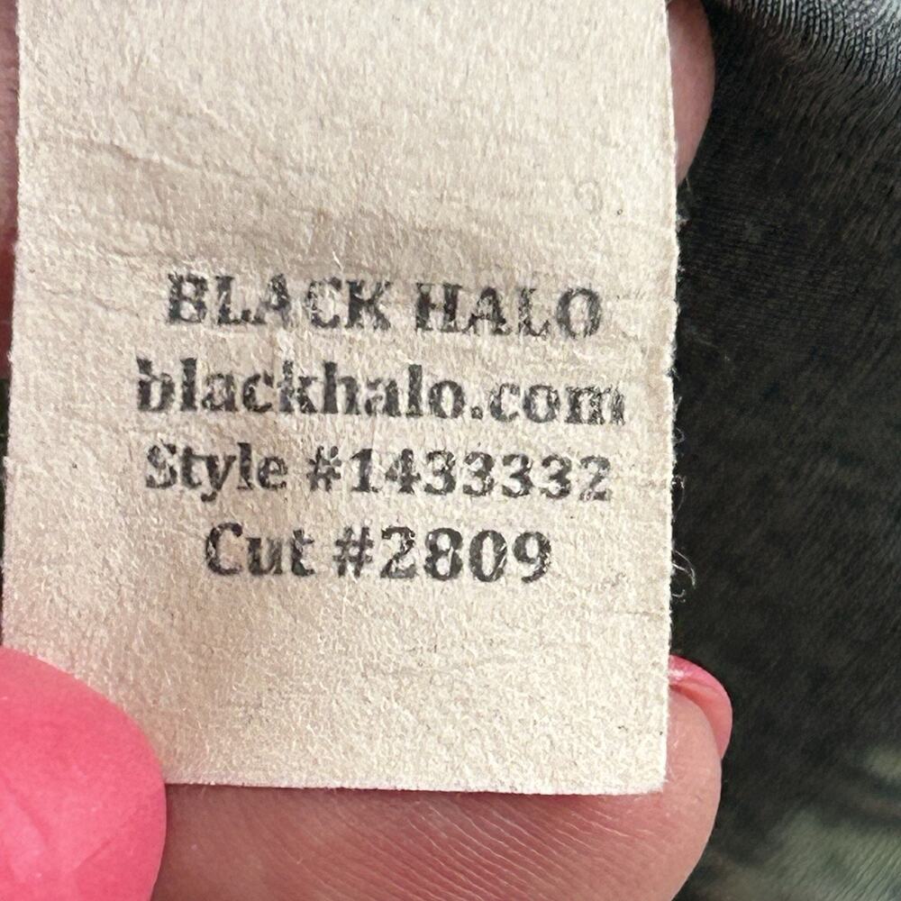 Black Halo Cocktail Dress Size 4 Silk Abstract One Shoulder Ruched Blue Black - Picture 11 of 11